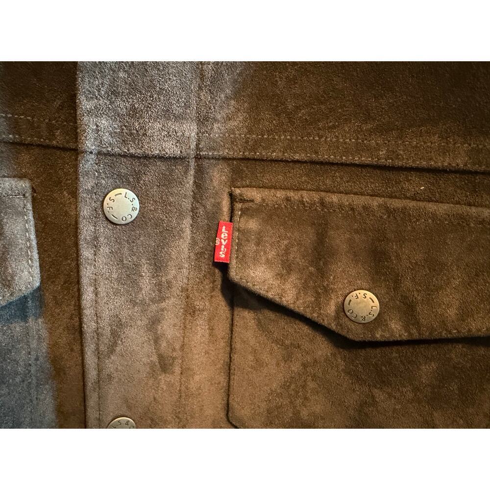 Levi’s Men’s Black Faux Suede Lined Full Zipper Snap Western Jacket Shacket Sz L - Picture 2 of 14